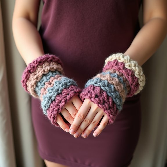 warm cuffed fingerless gloves