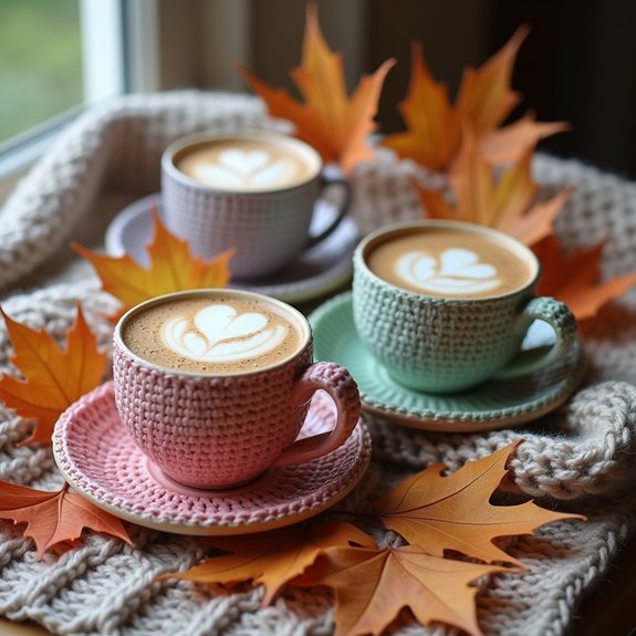 warm handmade coffee cup cozies