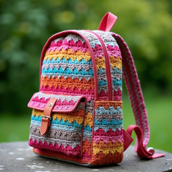 water resistant crochet backpack