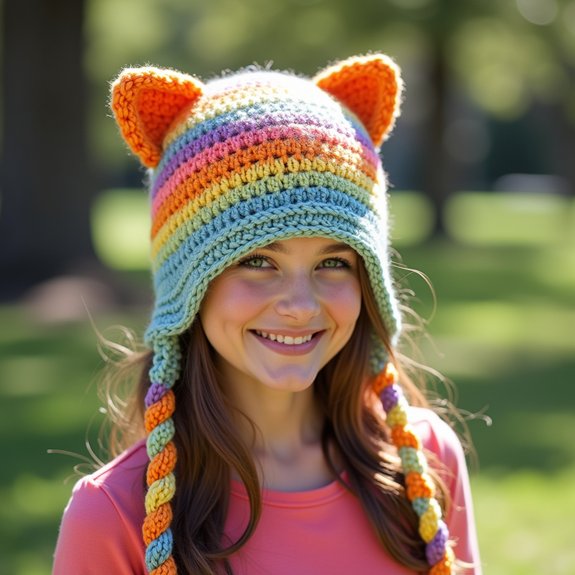 whimsical feline striped headwear