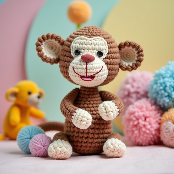 whimsical knitted monkey toy
