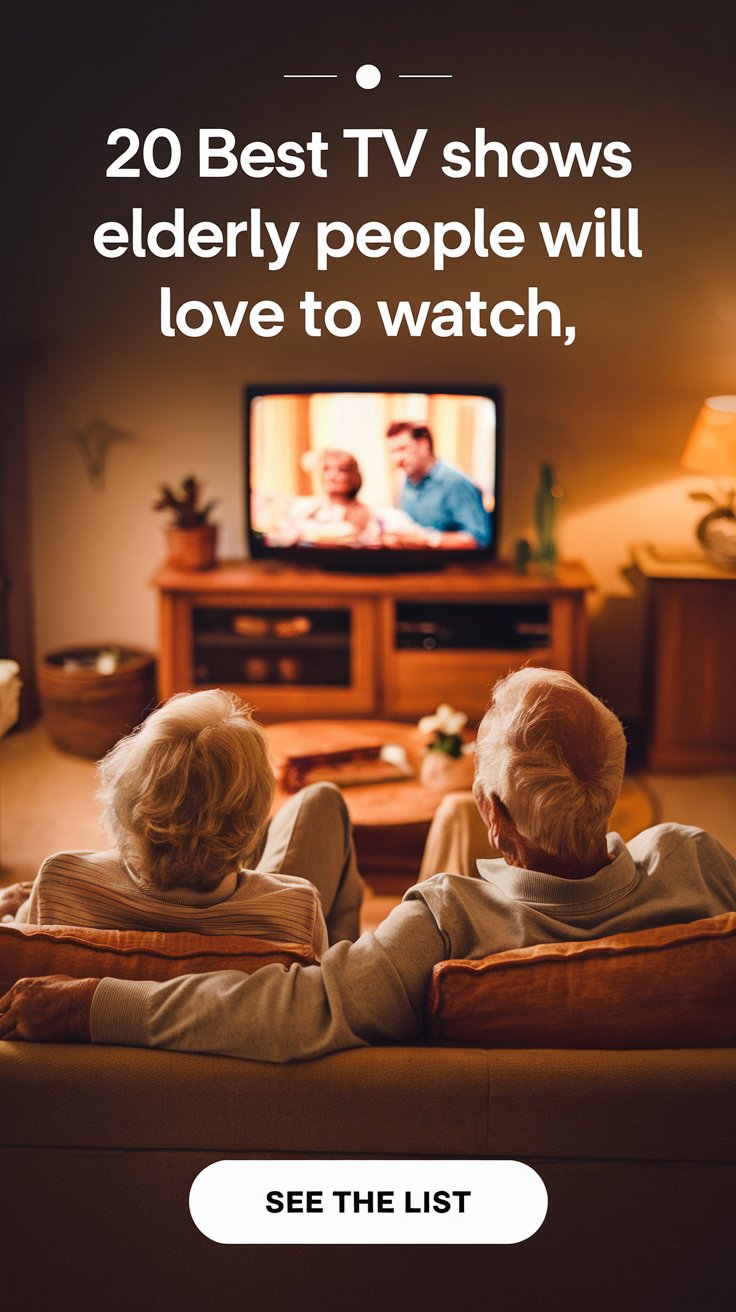Elderly couple watching TV and laughing