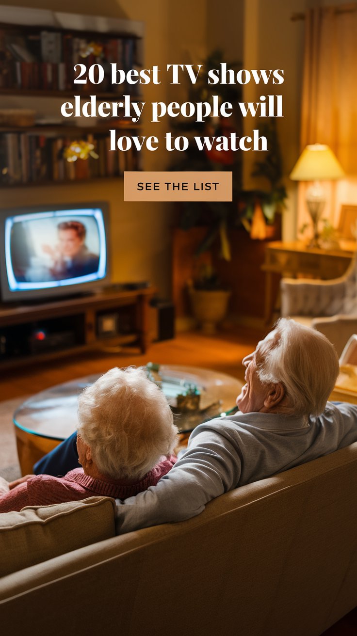 Elderly couple watching TV and laughing