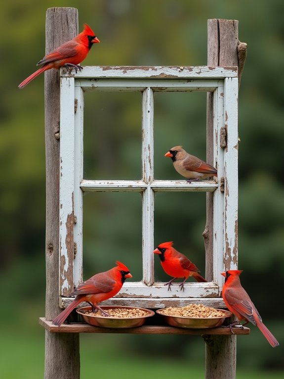 antique window frame feeder