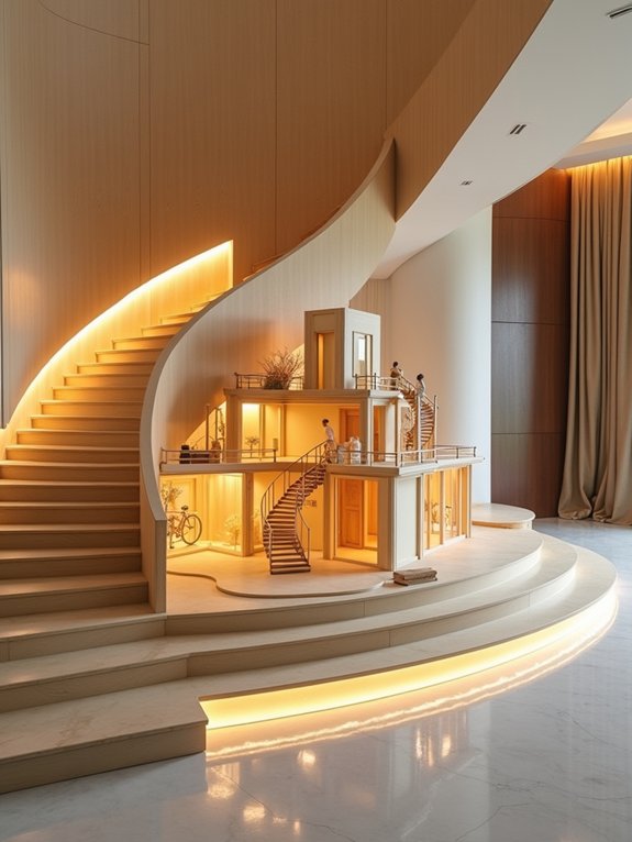 architectural display on landings