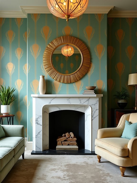 art deco fan shell motifs