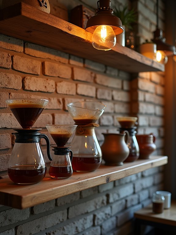 artisanal coffee equipment display
