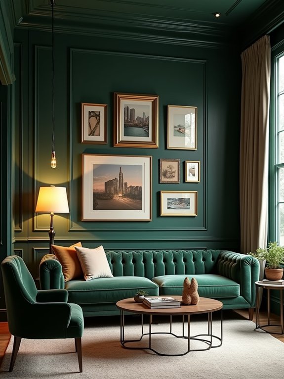 artistic green gallery wall
