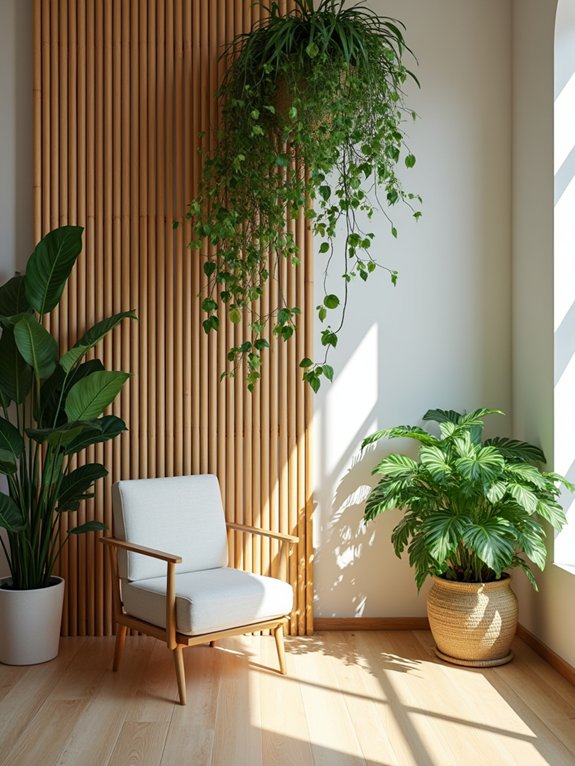 bamboo dividers with greenery