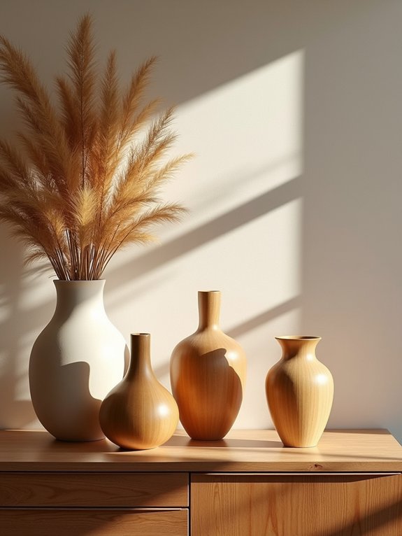 bamboo vases enhance decor