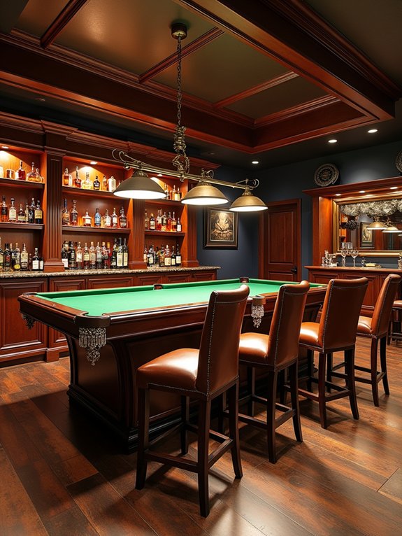 billiards and bar setup
