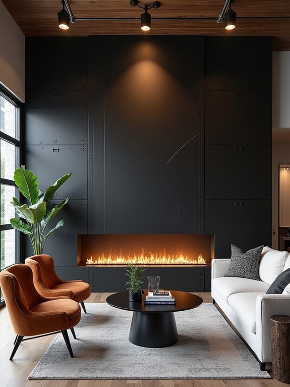 black metal accent wall