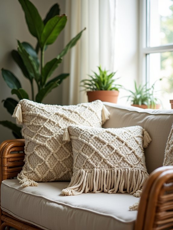 bohemian macram fringe pillows