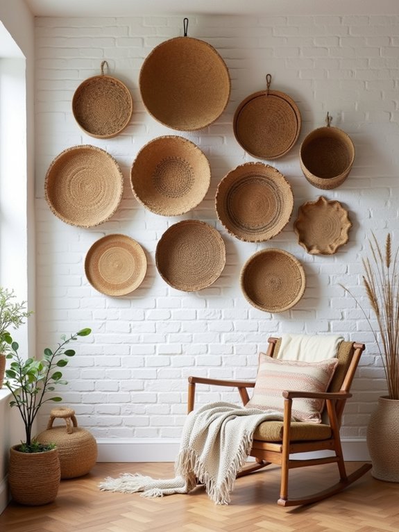 bohemian woven basket decor