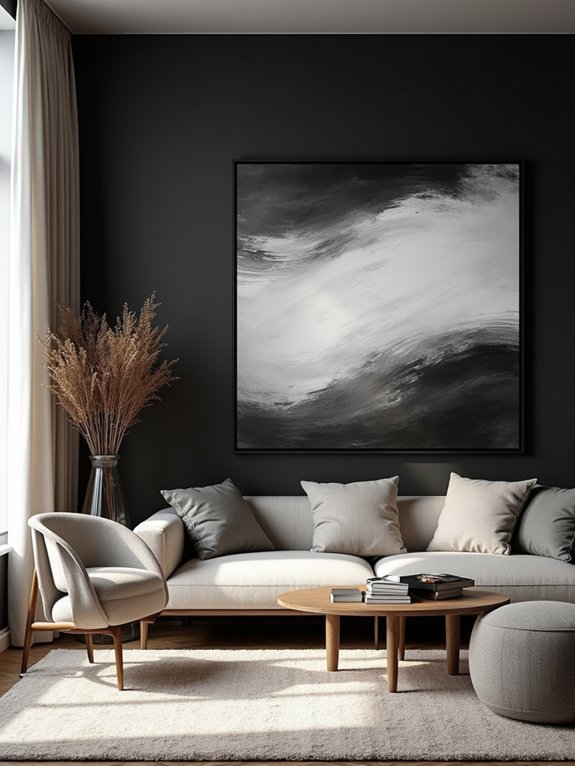 bold black abstract mural