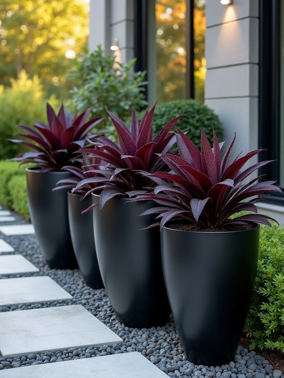 bold dark garden containers