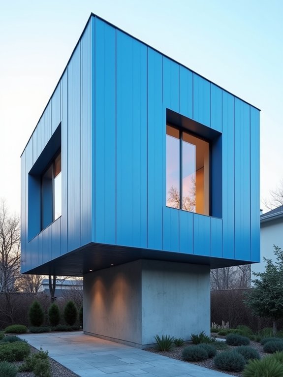 bold electric blue architecture
