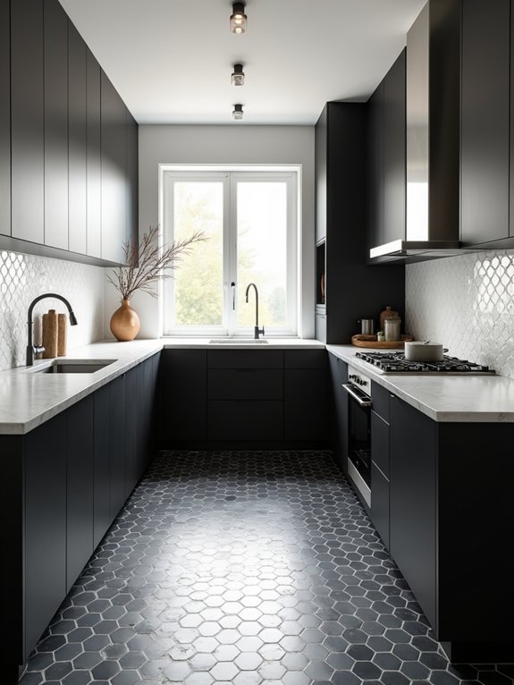bold geometric kitchen flooring