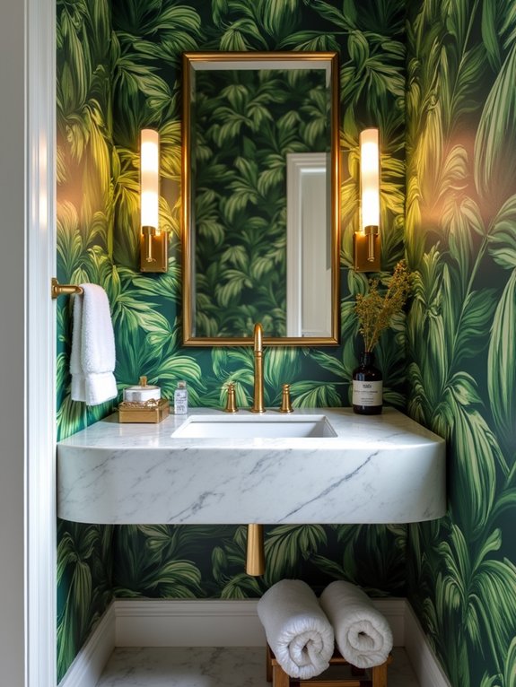 bold wallpaper transforms bathrooms