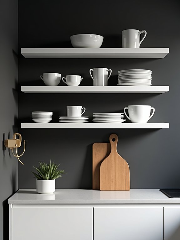 bold white shelving contrast