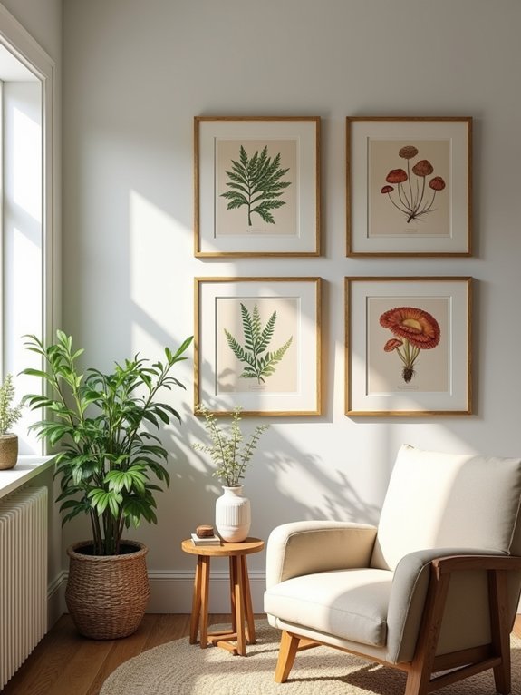 botanical print gallery wall