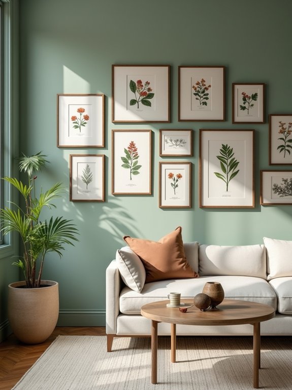 botanical print gallery wall