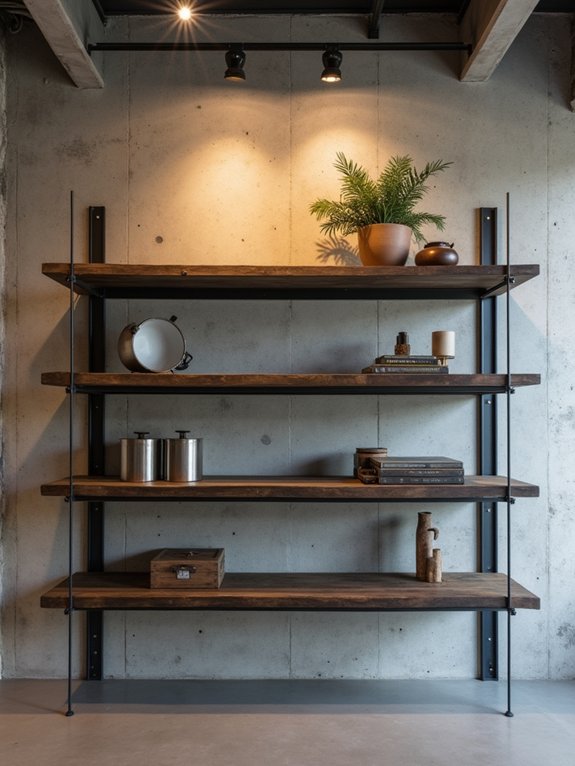 brutalist industrial shelving design