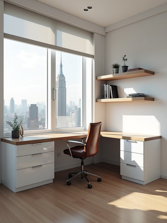 built in corner workspace design