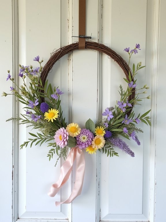 butterfly wildflower wreath creation