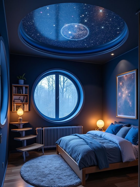 celestial themed loft bedroom