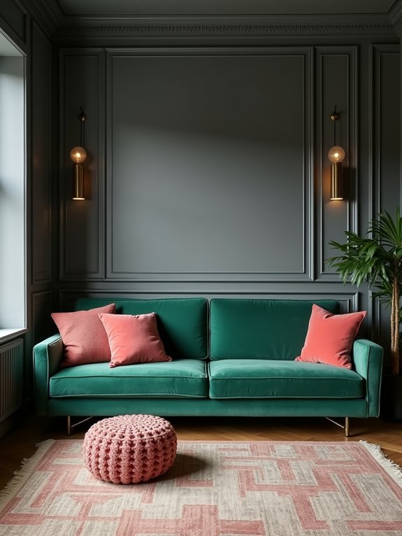 charcoal gray walls bold accents