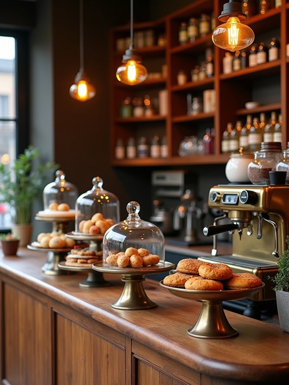 charming coffee and pastry display