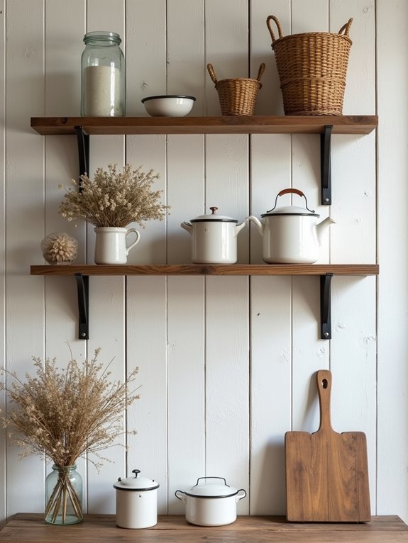 charming rustic open shelving