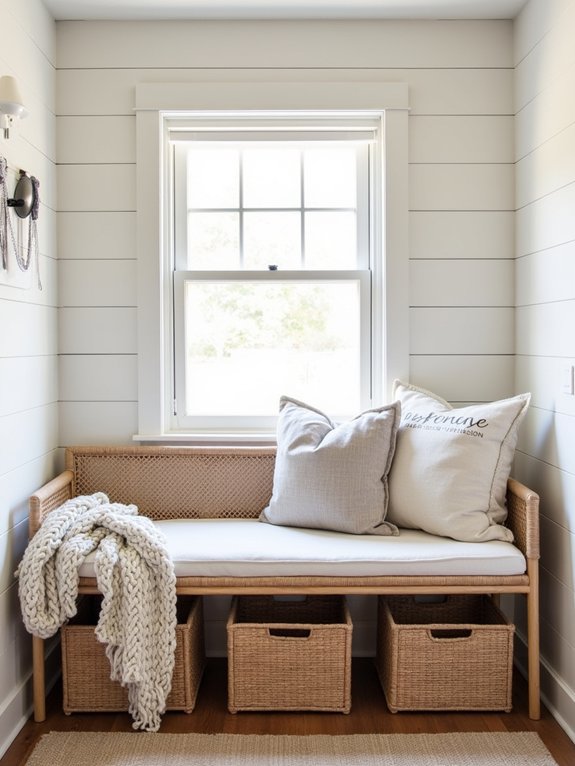 charming woven bench seating