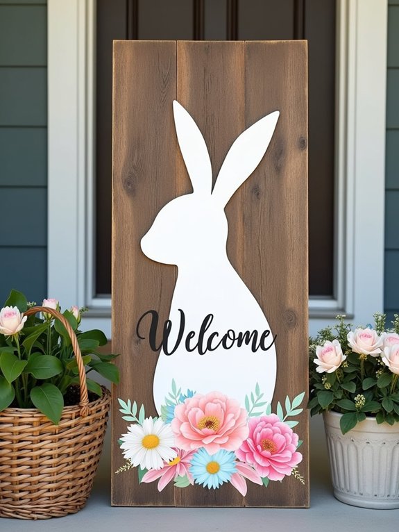 cheerful easter bunny sign