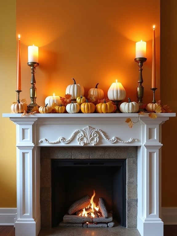 cheerful halloween mantle display