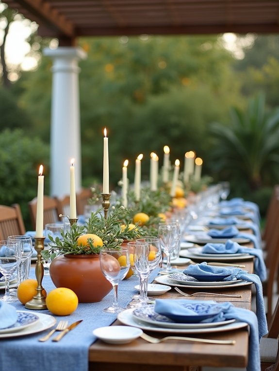 citrus themed mediterranean tablescape