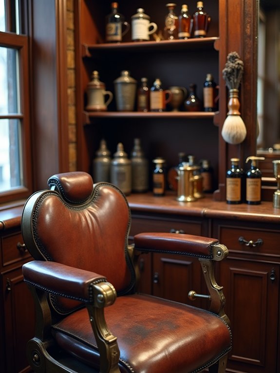 classic barbering memorabilia display