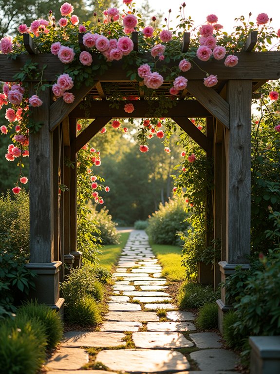 climbing roses on pergola