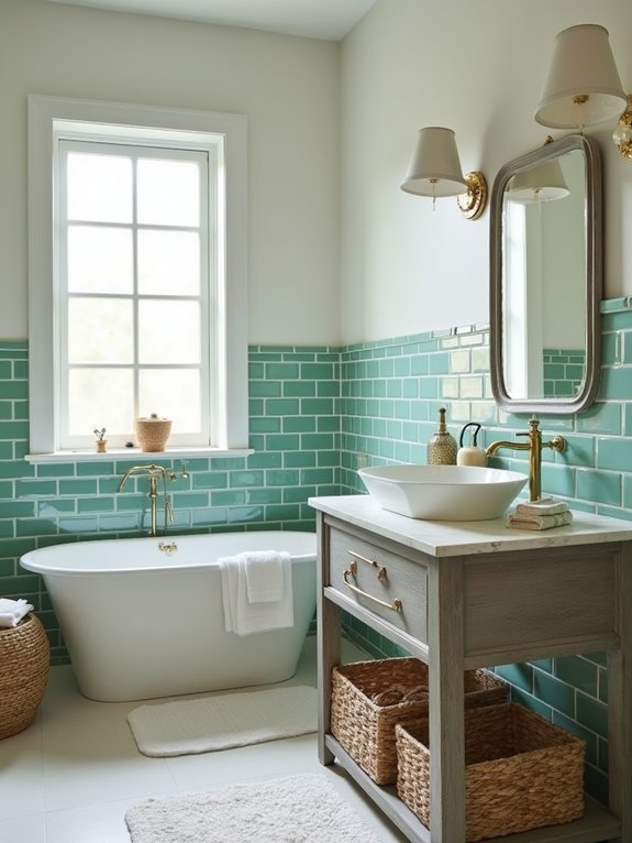 coastal aqua green bathroom