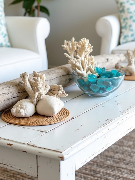 coastal charm coffee table styling