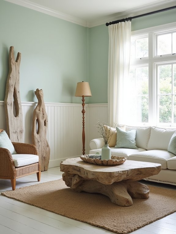 coastal charm with driftwood