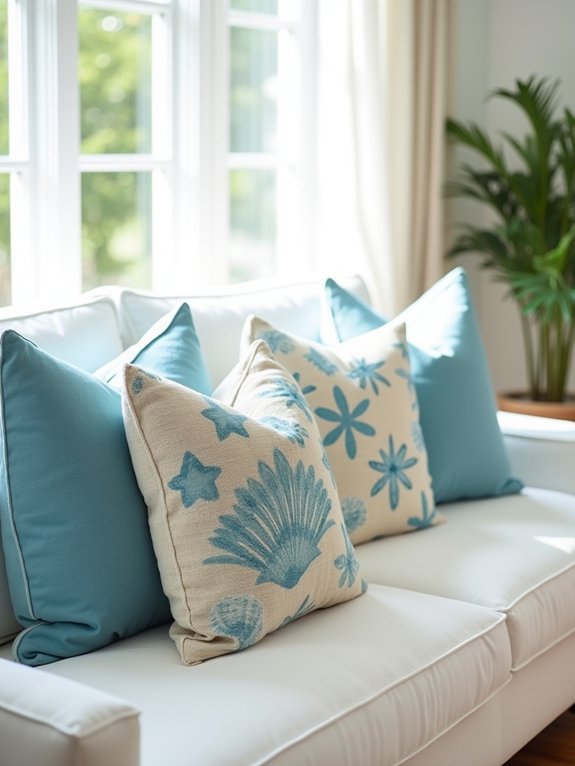 coastal decor with pillows