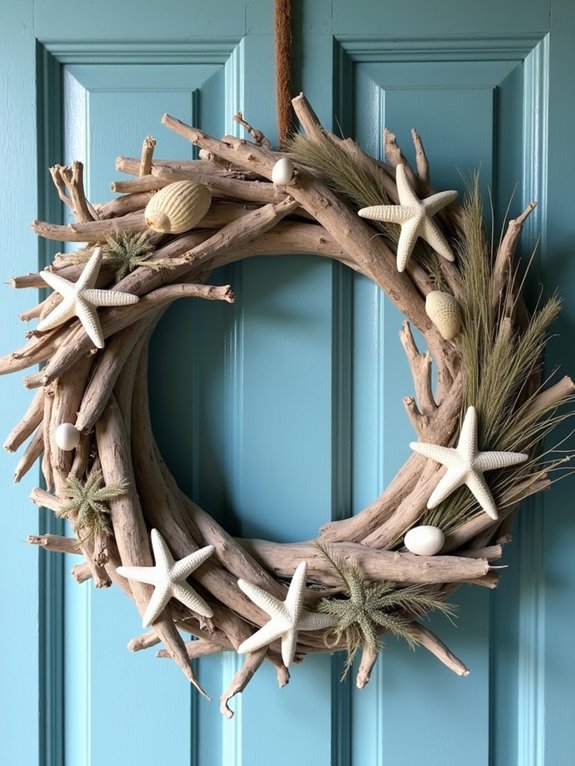 coastal driftwood door wreath