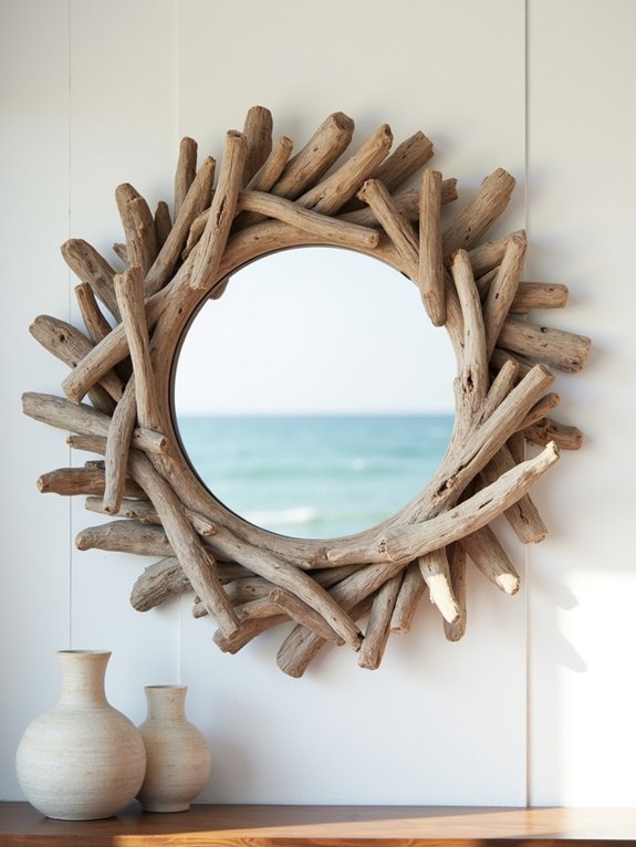 coastal driftwood mirror frame