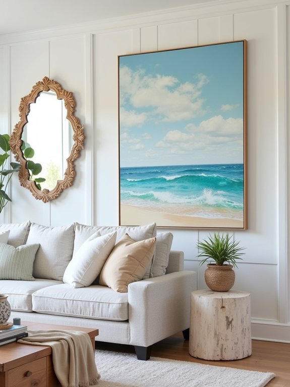 coastal inspired artwork gallery display