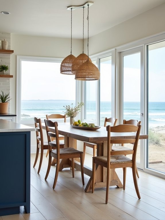 coastal inspired kitchen dining area