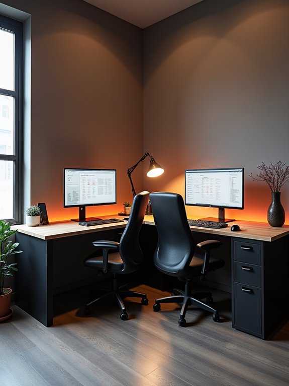 collaborative double corner desk