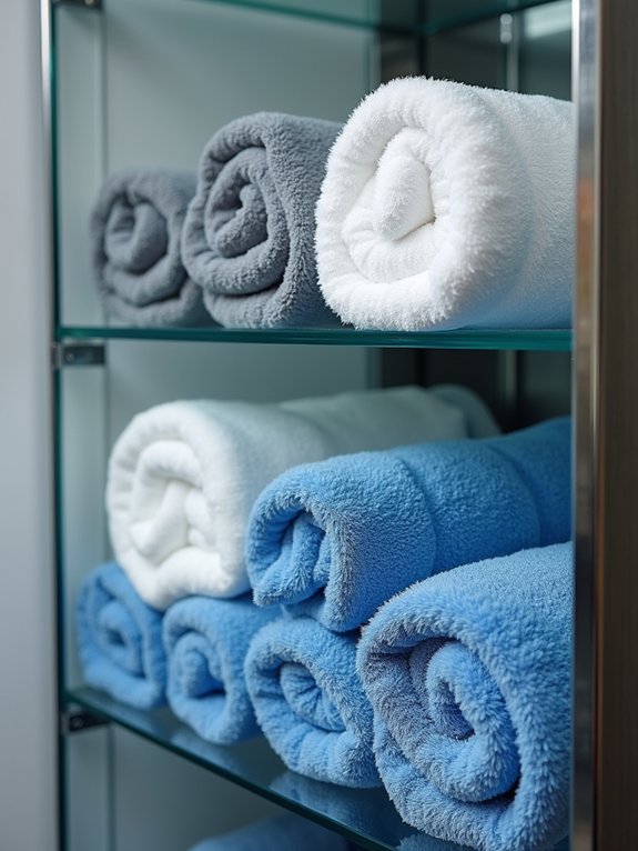 color coded towel organization
