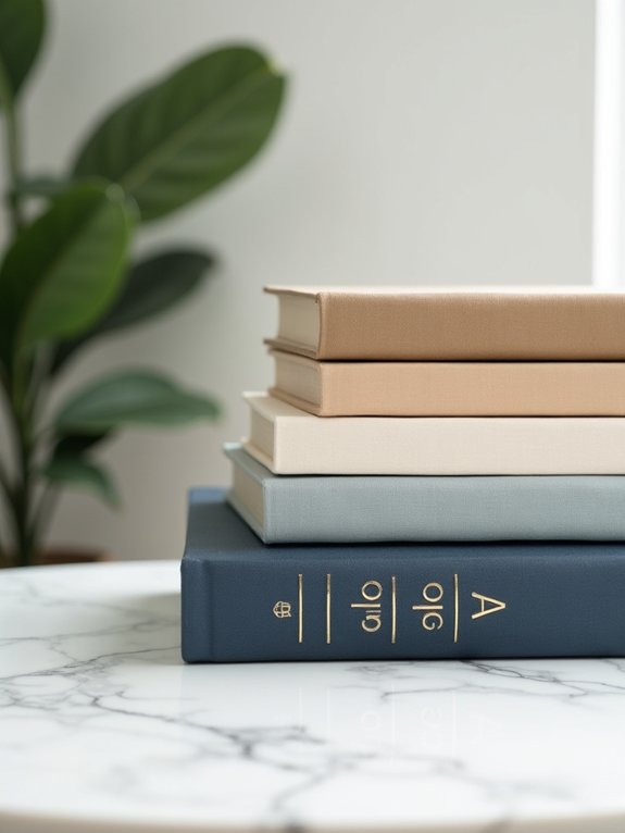 color coordinated designer book stacks